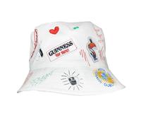 Guinness Cappello da pescatore bianco con disegni di scarabocchi, bianco, Taglia unica
