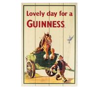Guinness - Cartello in legno, motivo: cavallo e carrello (20 x 30 cm)