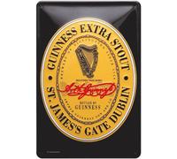 Guinness Etichetta Metallo Goffrato Firmare 30cm x 20cm