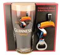 Guinness Gilroy Toucan Pint Glass and Bottle Opener Set