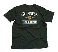 Guinness Irlanda T-Shirt Maglietta Verde Bottiglia con Logo Arpa Design per Uomo (S)