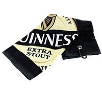 Guinness Label - Asciugamano da golf in cotone, con moschettone, colore: Nero