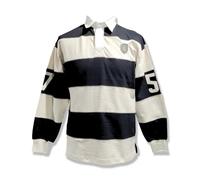 Guinness Men's Long Sleeve Cream & Black Rugby Shirt