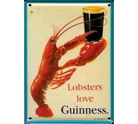 Guinness Mini della targa in metallo Metallo cartolina - Lobsters Love Guinness - 8 x 11 cm rimpianto segno Retro Segno Metal Tin Sign