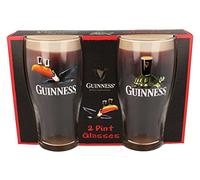 Guinness Official Merchandise Tartaruga/Toucan Gilroy - Set di 2 bicchieri da pinta, colore: Trasparente