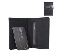 Guinness Portafoglio bifold da uomo in vera pelle, blocco RFID, 6 scomparti per carte, scomparto per banconote e 2 tasche nascoste, portafoglio per carte di credito in vera pelle, cuciture nere