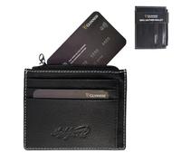 Guinness Portafoglio bifold da uomo in vera pelle, blocco RFID, 6 scomparti per carte, scomparto per banconote e 2 tasche nascoste, portafoglio per carte di credito in vera pelle, cuciture nere, Porta