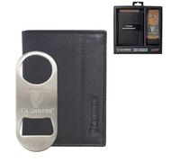 Guinness Portafoglio bifold da uomo in vera pelle, blocco RFID, 6 scomparti per carte, scomparto per banconote e 2 tasche nascoste, portafoglio per carte di credito in vera pelle, cuciture nere
