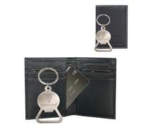Guinness Portafoglio bifold da uomo in vera pelle, blocco RFID, 6 scomparti per carte, scomparto per banconote e 2 tasche nascoste, portafoglio per carte di credito in vera pelle, cuciture nere