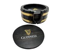 Guinness - Set di 4 sottobicchieri con supporto, design a botte di birra, in legno, perfetti per bar e feste di casa