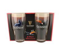 Guinness - Set regalo ufficiale di 2 bicchieri da birra con sigillo e tucano volante