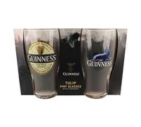Guinness - Set regalo ufficiale di bicchieri da pinta, extra robusti e sigillati, edizione con custodia nera, set di 2 bicchieri da pinta