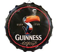 Guinness Targa in metallo con tappo di bottiglia, design tucano (28 cm x 28 cm)