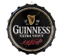 Guinness Targa metallica con tappo di bottiglia, design con etichetta, 28 cm x 28 cm