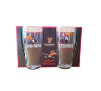 Guinness Toucan Tulip - Set di 2 bicchieri da pinta in confezione regalo, edizione classica e natalizia, prodotto ufficiale