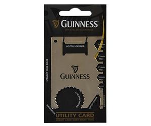 Guinness - Utensile multiuso delle dimensioni di una carta di credito, color argento, design arpa nera