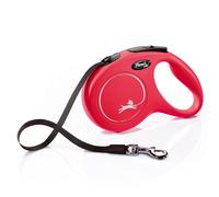 Guinzaglio avvolgibile a fettuccia flexi New Classic rosso, 5 m - M: fino a 25 kg