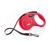 Guinzaglio avvolgibile a fettuccia flexi New Classic rosso, 5 m - S: fino a 15 kg