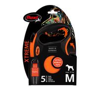 Guinzaglio avvolgibile a fettuccia flexi Xtreme arancione, 5 m - M: fino a 35 kg