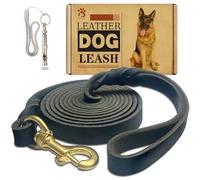 Guinzaglio da addestramento per cani in vera pelle intrecciata, resistente, 2,4 x 1,9 cm, comodo per cani grandi, medi e piccoli (nero)