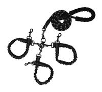 Guinzaglio doppio per cani, corda elastica a tre guinzagli con manico imbottito rimovibile per 3 cani, senza grovigli, manici imbottiti, controllo girevole a 360° (nero, 3 vie)