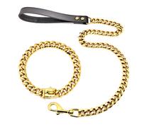 Guinzaglio e Collare per Cani Heavy Duty Acciaio Inox Cubano Girocollo Catena XL