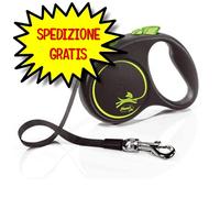 GUINZAGLIO FLEXI BLACK DESIGN TG S CON FETTUCCIA 5 MT NERO/VERDE