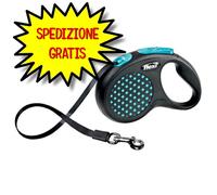 GUINZAGLIO FLEXI DESIGN TG S CON FETTUCCIA 5 MT NERO/BLU
