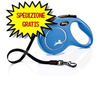 GUINZAGLIO FLEXI NEW CLASSIC TG M CON FETTUCCIA 5 MT BLU