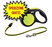 GUINZAGLIO FLEXI NEW NEON TG M CON CORDA 5 MT NERO/FLUO