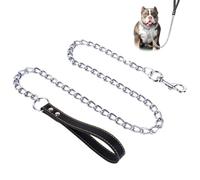 Guinzaglio per Cani in Metallo Resistente, Guinzaglio Catena per Cani di Taglia Grande e Media, 120CM lunghina Cane Acciaio Resistente con Impugnatura Imbottito, Anti Morso per Addestramento Passeggio