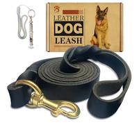 Guinzaglio per cani in vera pelle intrecciata, 1,8 x 2,5 cm, resistente, comodo per cani grandi, medi e piccoli (nero)