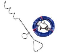 Guinzaglio per cani, picchetto, ancoraggio a spirale da 41 cm con cavo da 5 m, robusto ancoraggio per cani con picchetto in acciaio cromato e corda in acciaio rivestita in PVC
