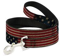 Guinzaglio per cani Vintage US Flag Stretch 6 piedi lungo 0,5 pollici di larghezza, multicolore, Numero di modello: DL-6FT-W32210-N