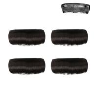 Guinzaglio per capelli invisibile, per l'inserimento di volume, rinforzi per capelli fai da te, morbidi nodi naturali, invisibili, falsi, volume per donne (nero, 4 pezzi)