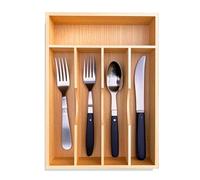 guiogc Organizer per posate da cucina in bambù, 22,9 cm, vassoio per piccoli cassetti, portaposate, vassoio in legno per posate, coltelli e 5 scomparti