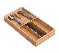 guiogc Organizer per posate in bambù, organizer per cassetti per posate da cucina, vassoio per utensili, vassoio per cucchiai, forchette, coltelli
