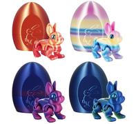 Guiqulai Set di 4 coniglietti e uova stampati in 3D Mini articolato coniglietto pasquale giocattoli per cestino pasquale stuffers caccia all'uovo regali di compleanno