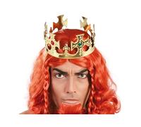 Guirca- Corona con Gemme-Re/Regina/Imperatore per Adulti, Oro, Taglia Unica, 16438