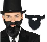 Guirca- Barba con Baffi Lunghi Adesiva, Colore Nero, 11962