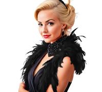 Guirca-16342 Boa con Piume per Adulti, Nero, taglia única, 16342