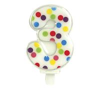 Fiestas Guirca Candela Numero 3" a pois Multicolore 6,5 cm per decorazione torta