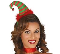 Guirca- Cerchietto con Mini Cappello da Elfo con Campanellino, Colore Rosso e Verde, 42383