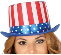 Fiestas Guirca- Cilindro Bandiera Americana, Colore Blu/Rosso/Bianco, Adulto Unisex, 13023