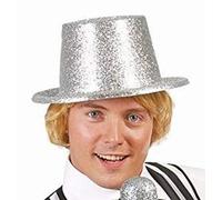 GUIRCA- Cilindro Cappello Glitterato Adulto Unisex, Argento, Taglia unica, 13453