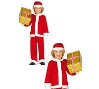 Costume da Babbo Natale bambino vestito rosso recita natalizia Santa Claus festa