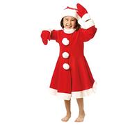 Guirca- Costume Bambina Babbo Natale 3/4 Anni con Cappello, Colore Rosso, GU_42697