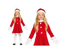 Guirca-42832 Costume Babbo Natale Bambina 5/6 Anni Bimba, Rosso e Bianca, 5-6 años, 42832.0