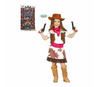 Guirca Costume Carnevale da Cowgirl Vestito Cow Boy Far West Bambina + Coriandol