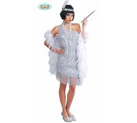 Guirca Costume Charleston Silver Anni '20/'30 Colore Argento Taglia M Carnevale